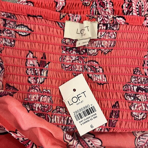 LOFT Women's Pink Floral Cropped Top - Size 6 - NWT - Picture 2 of 4